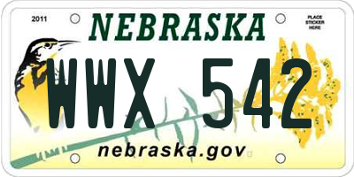 NE license plate WWX542