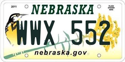 NE license plate WWX552