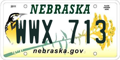 NE license plate WWX713