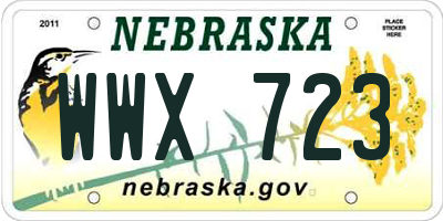 NE license plate WWX723