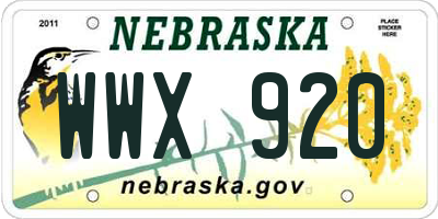 NE license plate WWX920