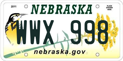 NE license plate WWX998