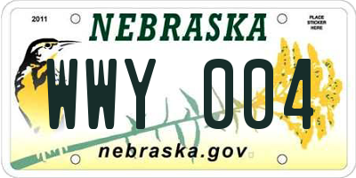 NE license plate WWY004