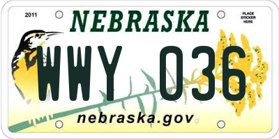NE license plate WWY036