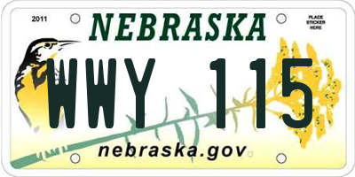 NE license plate WWY115