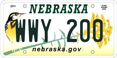 NE license plate WWY200
