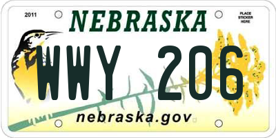 NE license plate WWY206