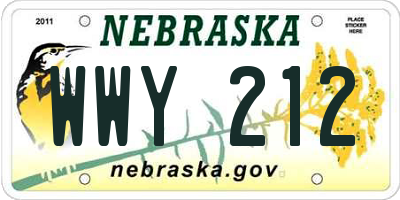 NE license plate WWY212