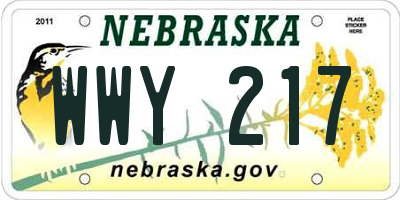 NE license plate WWY217