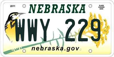 NE license plate WWY229