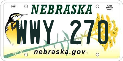 NE license plate WWY270