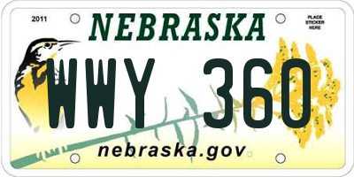 NE license plate WWY360