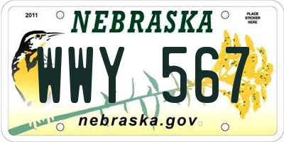 NE license plate WWY567