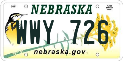 NE license plate WWY726