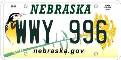 NE license plate WWY996
