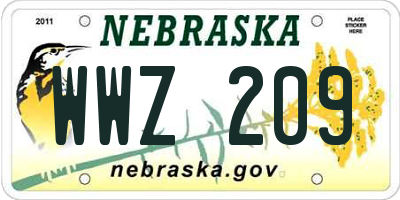 NE license plate WWZ209
