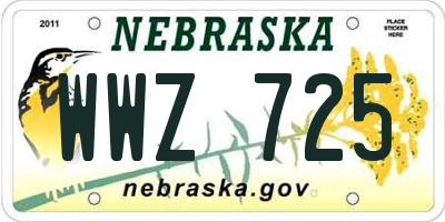 NE license plate WWZ725