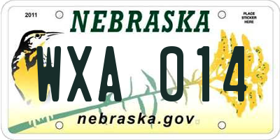 NE license plate WXA014