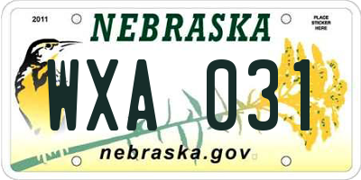 NE license plate WXA031
