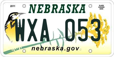 NE license plate WXA053