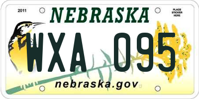 NE license plate WXA095