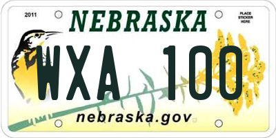 NE license plate WXA100
