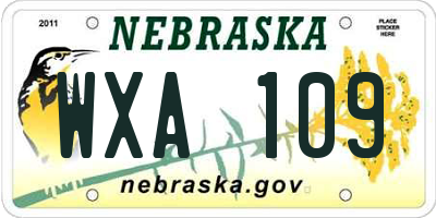 NE license plate WXA109