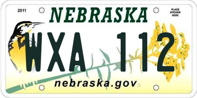 NE license plate WXA112
