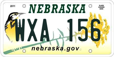 NE license plate WXA156