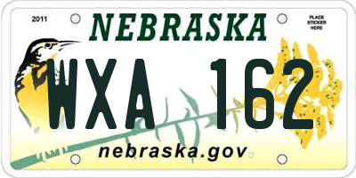 NE license plate WXA162