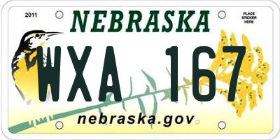 NE license plate WXA167