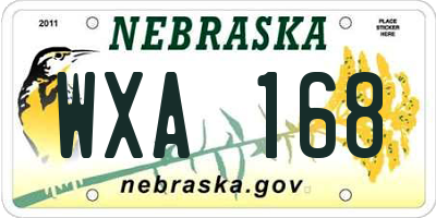 NE license plate WXA168