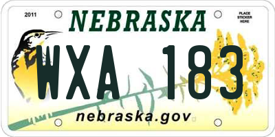 NE license plate WXA183