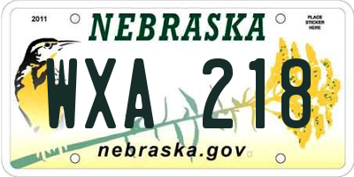 NE license plate WXA218