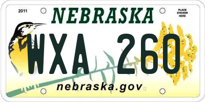 NE license plate WXA260