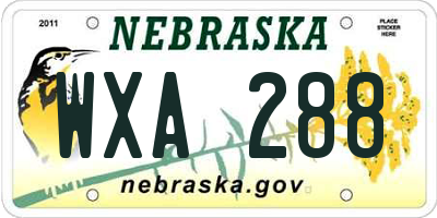 NE license plate WXA288