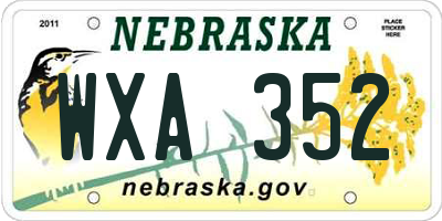 NE license plate WXA352