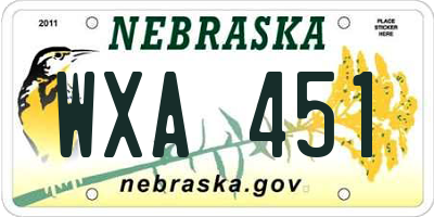 NE license plate WXA451