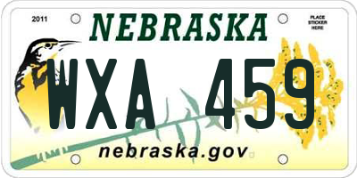 NE license plate WXA459