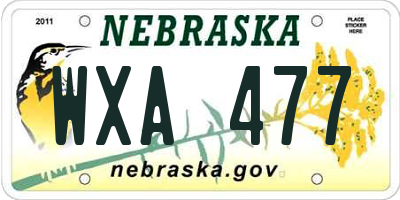 NE license plate WXA477