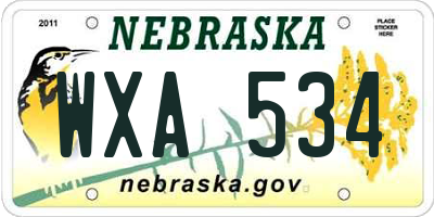 NE license plate WXA534