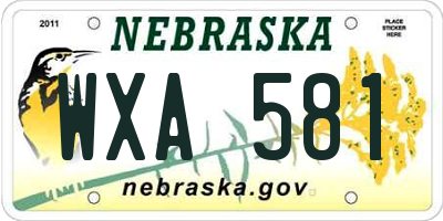 NE license plate WXA581