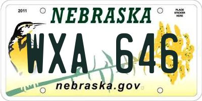 NE license plate WXA646