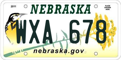 NE license plate WXA678