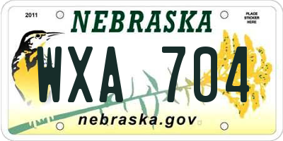 NE license plate WXA704