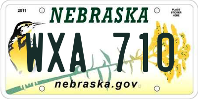 NE license plate WXA710