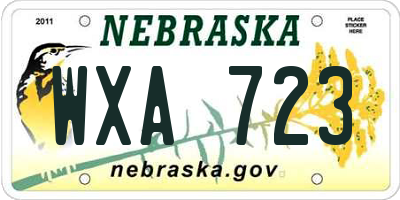 NE license plate WXA723