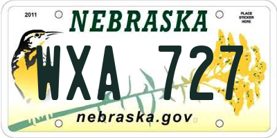 NE license plate WXA727