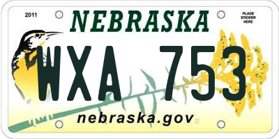 NE license plate WXA753