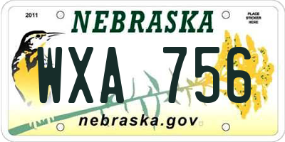 NE license plate WXA756